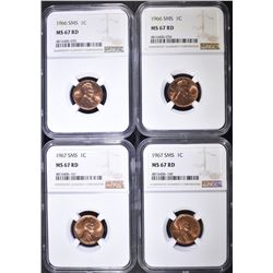 (2) 1966 AND (2) 1967 SMS LINCOLN CENTS