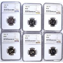 3 - 1962, 3 - 1963 JEFFERSON NICKELS NGC