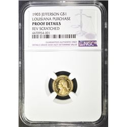 1903 JEFFERSON GOLD $1  NGC PROOF DETAILS REV.