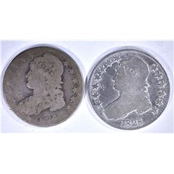 2 - BUST HALF DOLLARS; 1834 AG &