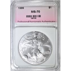 1999 AMERICAN SILVER EAGLE PNA PERFECT GEM BU