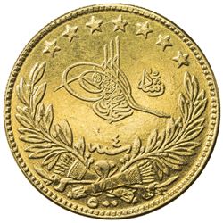 TURKEY: Mehmet V, 1909-1918, AV 500 kurush, Kostantiniye, AH1327 year 4. EF