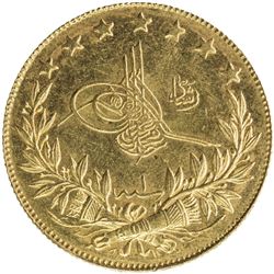 TURKEY: Mehmet V, 1909-1918, AV 100 kurush, Bursa, AH1327 year 1. BU