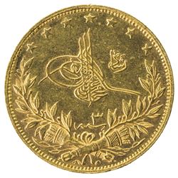 TURKEY: Mehmet V, 1909-1918, AV 100 kurush, Salanik (Thessalonica), AH1327 year 3. BU