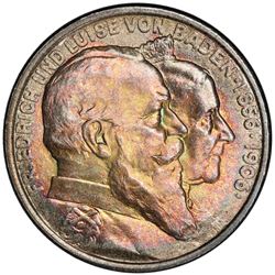 BADEN: Friedrich I, as Grand Duke, 1856-1907, AR 3 mark, 1906. PCGS MS66