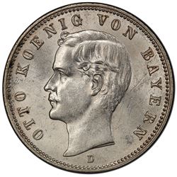 BAVARIA: Otto II, 1886-1913, AR 2 mark, 1888-D. PCGS MS64