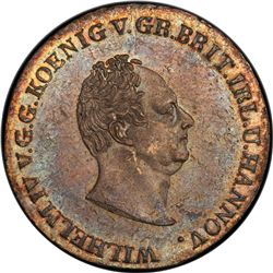 HANOVER: Wilhelm IV, 1830-1837, AR 2/3 thaler, 1834-A. PCGS AU55