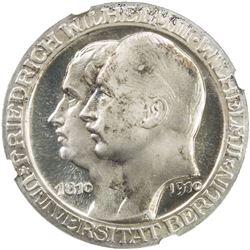 PRUSSIA: Wilhelm II, 1888-1918, AR 3 mark, 1910-A. NGC PF66