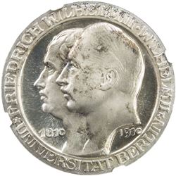 PRUSSIA: Wilhelm II, 1888-1918, AR 3 mark, 1910-A. NGC PF66