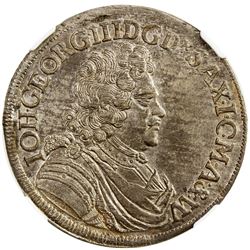 SAXE-ALBERTINE LINE: Johann Georg III, 1680-1691, AR 2/3 thaler, 1690 IK. NGC MS63