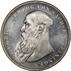 SAXE-MEININGEN: Georg II, 1866-1914, AR 3 mark, 1908-D. PCGS MS65