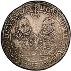 SAXE-OLD-WEIMAR: Friedrich Wilhelm I and Johann III, 1573-1602, AR thaler, 1587. PCGS VF35