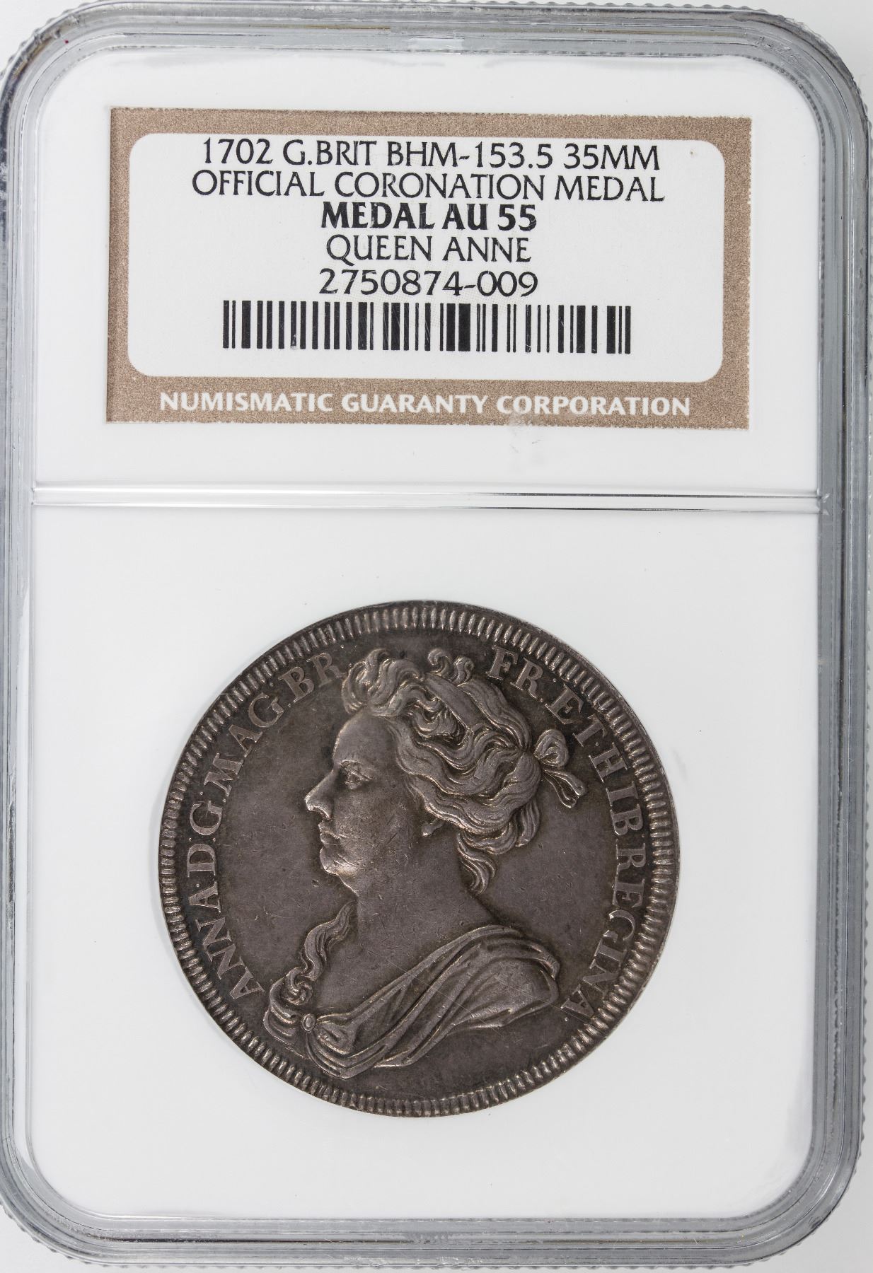 Great Britain. Anne AR Crown. Edinburgh mint, 1708. Engravers: John Croker & Johann Ochs. ANNA·DE Great Britain. Anne AR Crown. Edinburgh mint, 1708. Engravers: John Croker & Johann Ochs. ANNA·DE