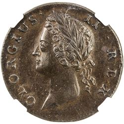 IRELAND: George II, 1727-1760, AE farthing, 1738. NGC AU58
