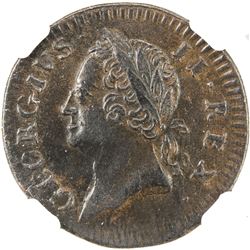 IRELAND: George II, 1727-1760, AE farthing, 1760. NGC AU53