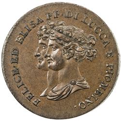 LUCCA: Felice Bacciocchi and Elisa Bonaparte, 1805-1814, AE 5 centesimi, 1806. EF-AU