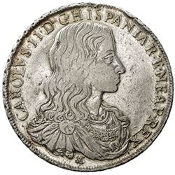 NAPLES: Carlo II of Spain, 1674-1700, AR ducato (27.85g), 1684. VF