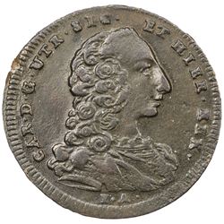 NAPLES: Carlo de Borbone, 1734-1759, AE 9 cavalli (5.04g), 1756 MM, KM-166, Mont-94, VF-EF