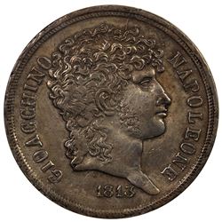 NAPLES & SICILY: Joachim Murat, under Napoleon, 1808-1815, AR 2 lire, 1813. VF