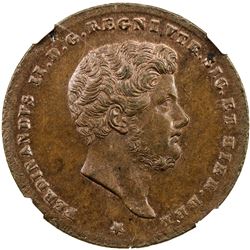 NAPLES & SICILY: Ferdinando II, 1830-1859, AE 2 tornese, 1853. NGC MS64