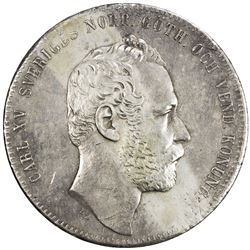 SWEDEN: Karl XV, 1859-1872, AR 4 riksdaler riksmynt, 1863. VF-EF