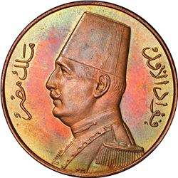 EGYPT: Fuad I, as King, 1922-1936, AE millieme, 1932-H/AH1351. PCGS SP65