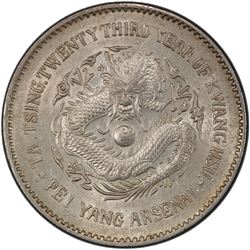 CHIHLI: Kuang Hsu, 1875-1908, AR dollar, Peiyang Arsenal mint, Tientsin, year 23 (1897). PCGS AU
