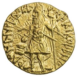 KUSHAN: Kanishka I, ca. 127-152, AV 1/4 dinar (1.99g). EF