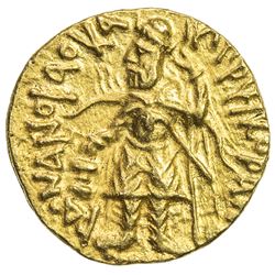 KUSHAN: Kanishka I, ca. 127-152, AV 1/4 dinar (1.98g). EF