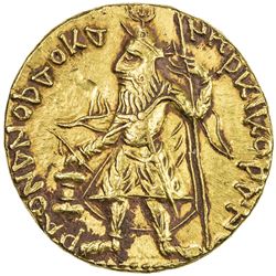 KUSHAN: Kanishka I, ca. 127-151, AV dinar (7.97g). EF-AU