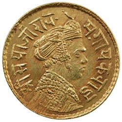 BARODA: Sayaji Rao III, 1875-1938, AV 1/3 mohur (2.37g), VS1952. AU