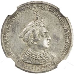 BARODA: Pratab Singh, 1938-1951, AR 1/3 mohur, VS1995. NGC UNC