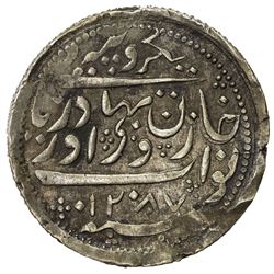 RADHANPUR: Zorawar Khan, 1825-1874, AR rupee (11.54g), Radhanpur, 1870//AH1287. EF