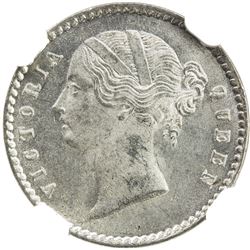 BRITISH INDIA: Victoria, Queen, 1837-1876, AR 2 annas, 1841(c). NGC MS64