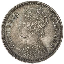 BRITISH INDIA: Victoria, Empress, 1876-1901, AR 1/4 rupee, 1878-C. AU
