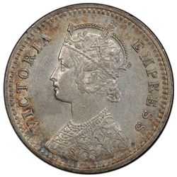 BRITISH INDIA: Victoria, Empress, 1876-1901, AR 1/4 rupee, 1894-C. PCGS AU55