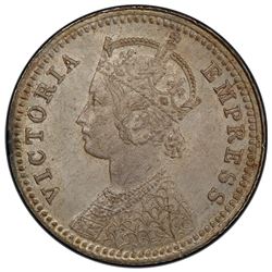 BRITISH INDIA: Victoria, Empress, 1876-1901, AR 1/4 rupee, 1896-C. PCGS MS63