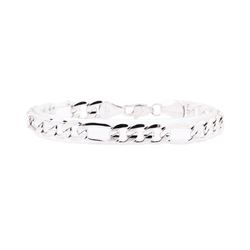 Figaro Link Men's Bracelet - 14KT White Gold