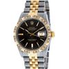 Image 2 : Rolex Mens 2 Tone 14K Black Index Pyramid Diamond Bezel Datejust Wristwatch