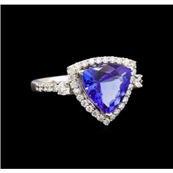 18KT White Gold 4.41 ctw Tanzanite and Diamond Ring