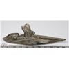 Image 2 : 30) SIGNED INUIT SOAPSTONE CANOE WITH MAN & SEAL
