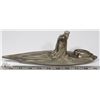 Image 3 : 30) SIGNED INUIT SOAPSTONE CANOE WITH MAN & SEAL