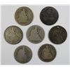 Image 1 : 7-SEATED HALF DOLLARS, MIXED DATES & GRADES