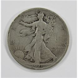 1921-S WALKING LIBERTY HALF DOLLAR- VG