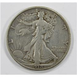 1938-D WALKING LIBERTY HALF DOLLAR VF