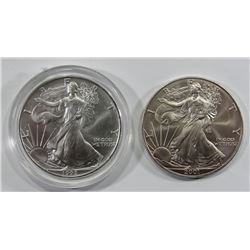 1992 & 2001 AMERICAN SILVER EAGLES