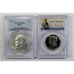 2-PCGS SILVER COINS; 1972-S SILVER IKE