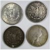 Image 2 : 4-SILVER DOLLARS;MIXED DATES/MINT MARKS/GRADES