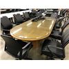 Image 1 : MEDIUM OAK 10' GLASS TOP RACETRACK BOARDROOM TABLE