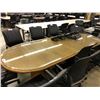 Image 3 : MEDIUM OAK 10' GLASS TOP RACETRACK BOARDROOM TABLE